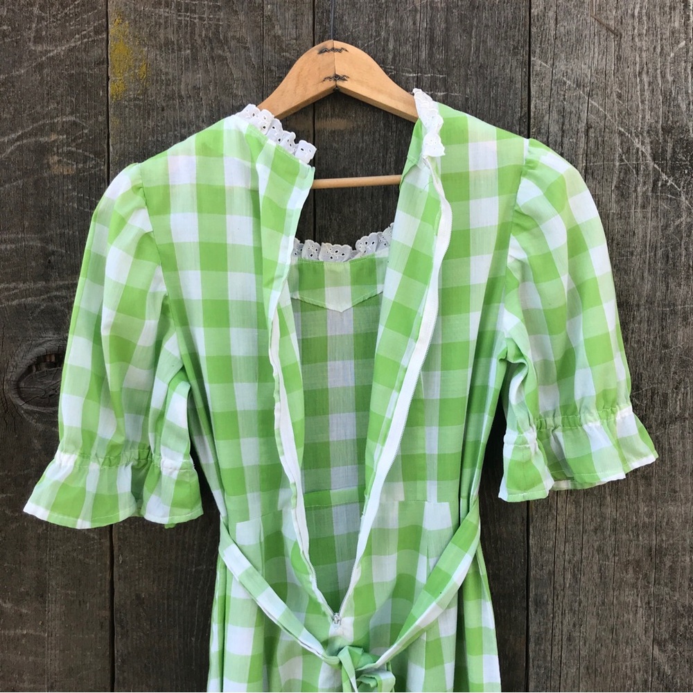 Vintage 1970s Handmade Gingham Prairie Cottagecore Maxi Dress Small-Medium - Picture 8 of 8
